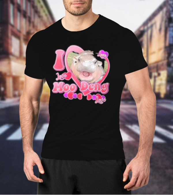 I Love Moo Deng Baby Hippo Heart Love Cute T-Shirt