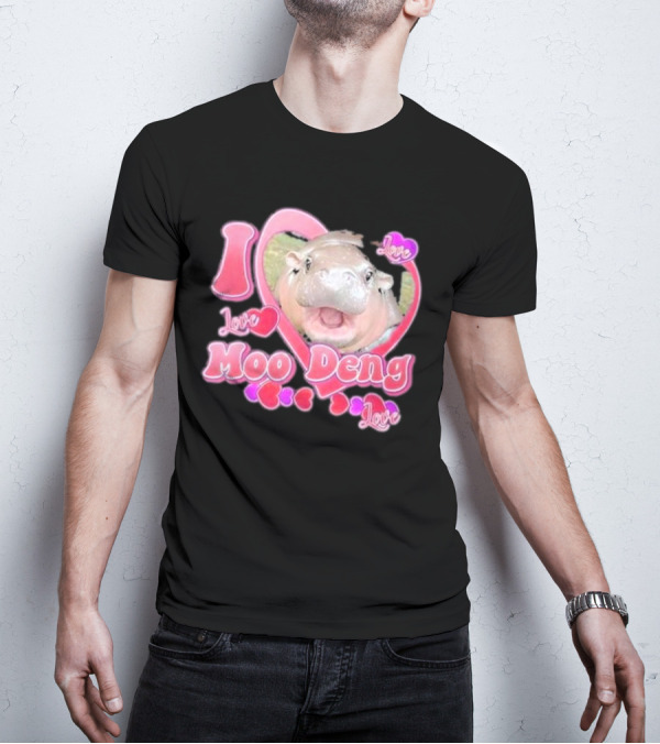 I Love Moo Deng Baby Hippo Heart Love Cute T-Shirt