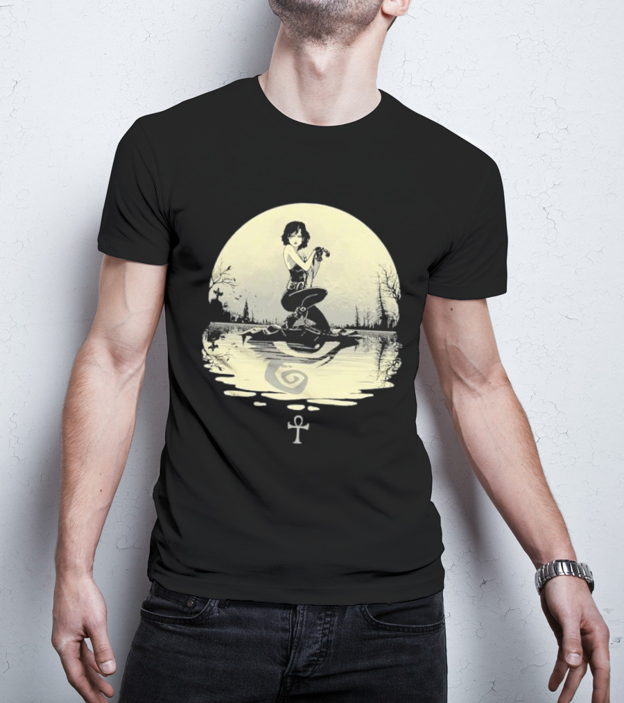 The Sandman Death Ankh Reflected In Moonlit Water Scene T-Shirt