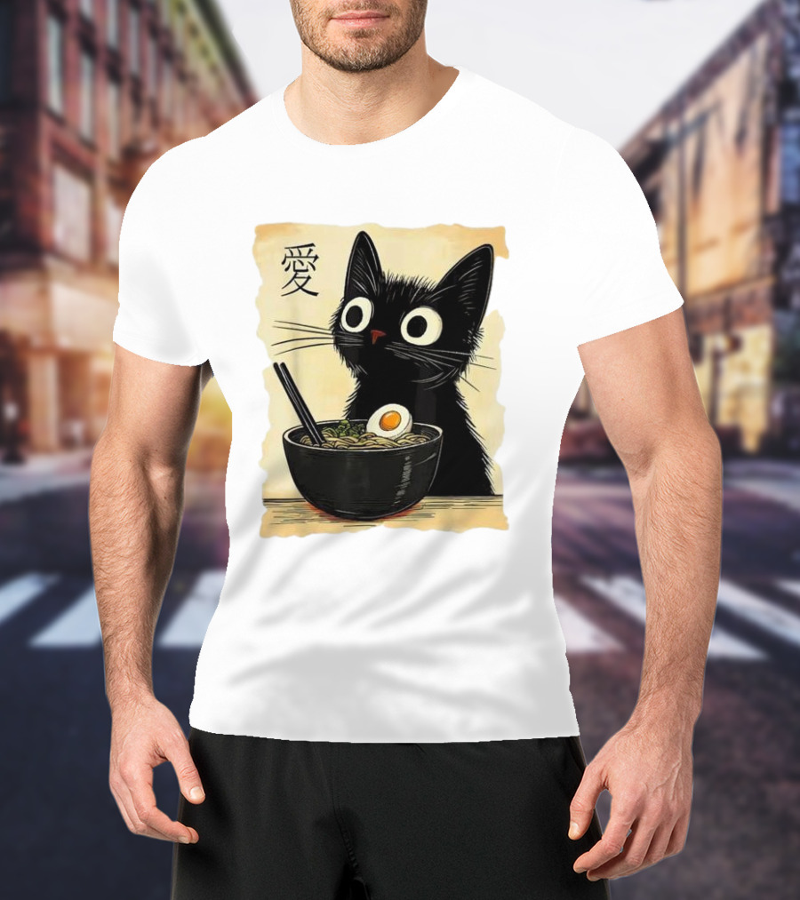 Cat Ramen Japanese Kawaii Anime Cat 愛 T-Shirt