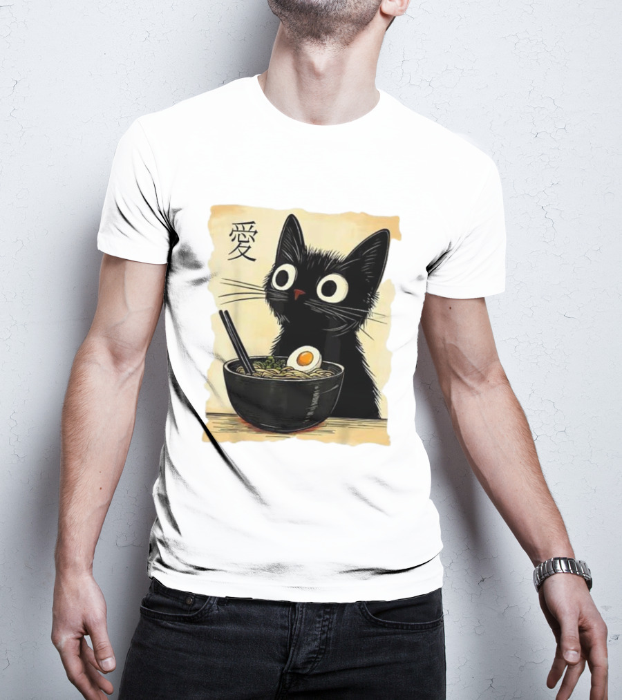 Cat Ramen Japanese Kawaii Anime Cat 愛 T-Shirt