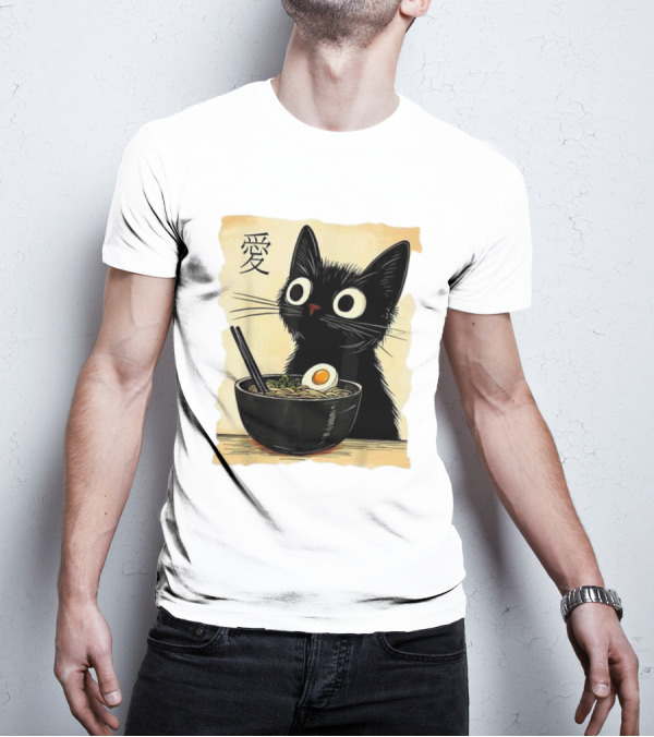 Cat Ramen Japanese Kawaii Anime Cat 愛 T-Shirt