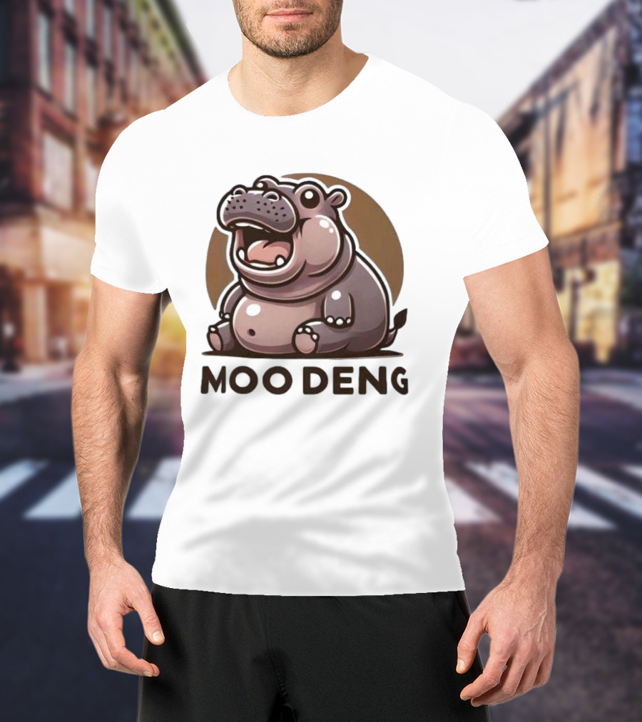 Moo Deng Baby Hippo Fat Cartoon Character T-Shirt