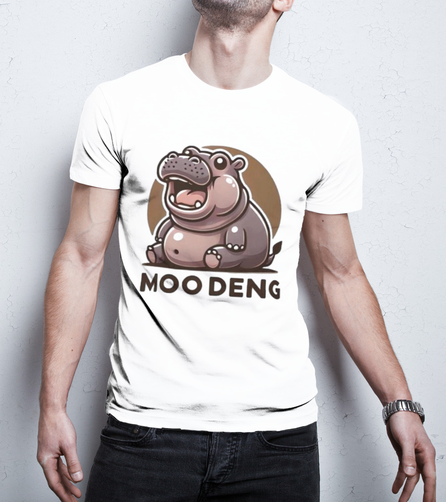 Moo Deng Baby Hippo Fat Cartoon Character T-Shirt