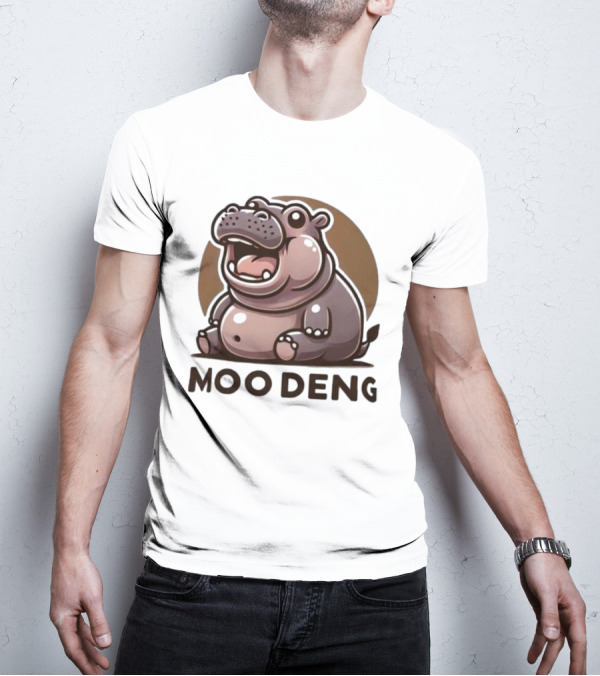 Moo Deng Baby Hippo Fat Cartoon Character T-Shirt