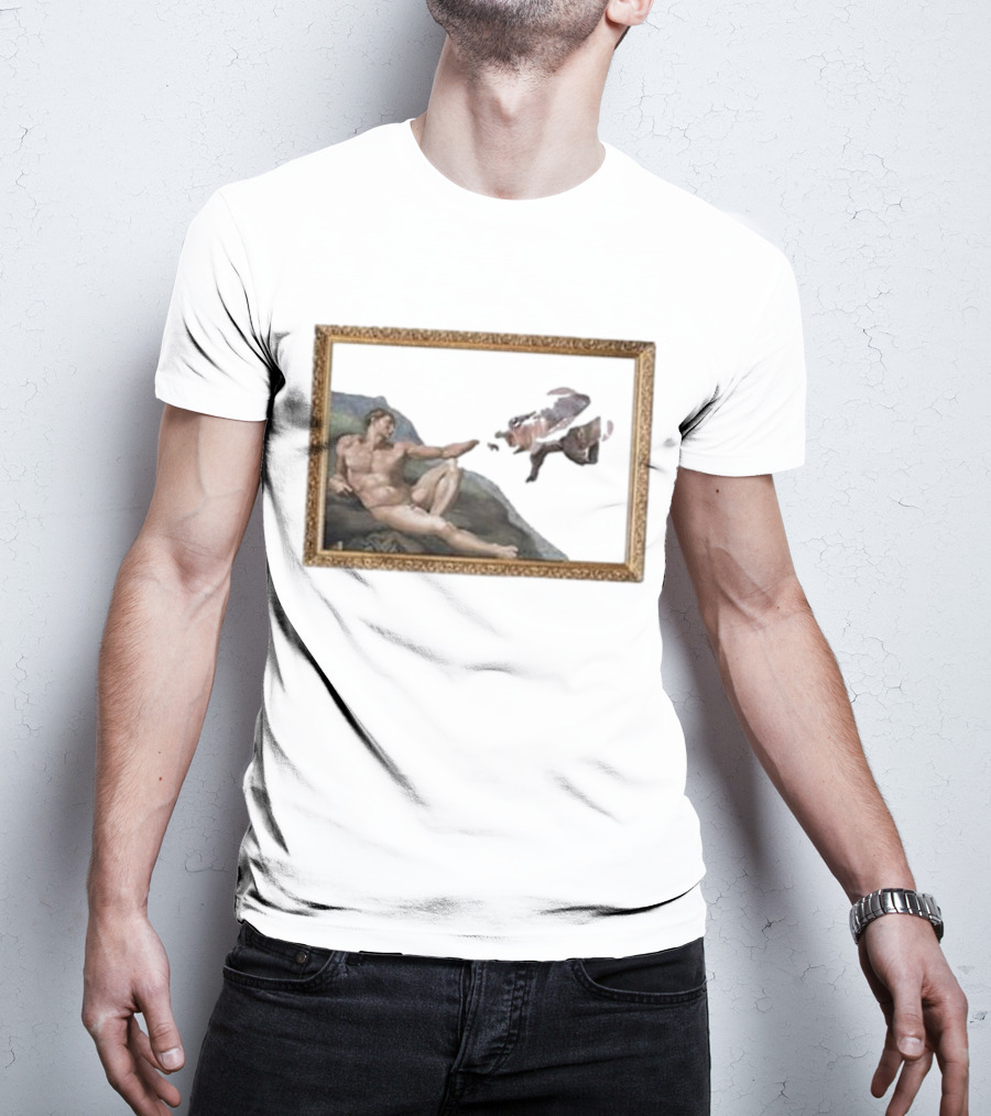 Michelangelo Moo Deng Creation Parody Vintage Frame T-Shirt