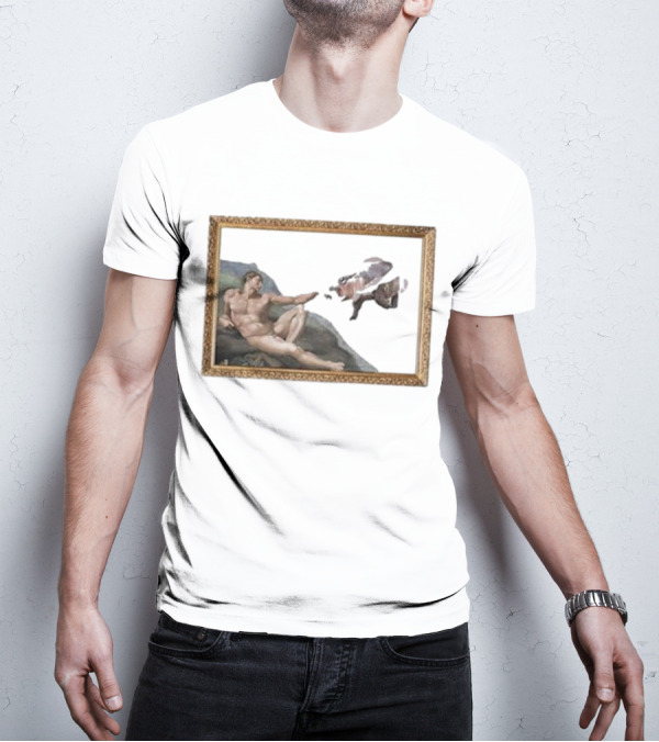 Michelangelo Moo Deng Creation Parody Vintage Frame T-Shirt