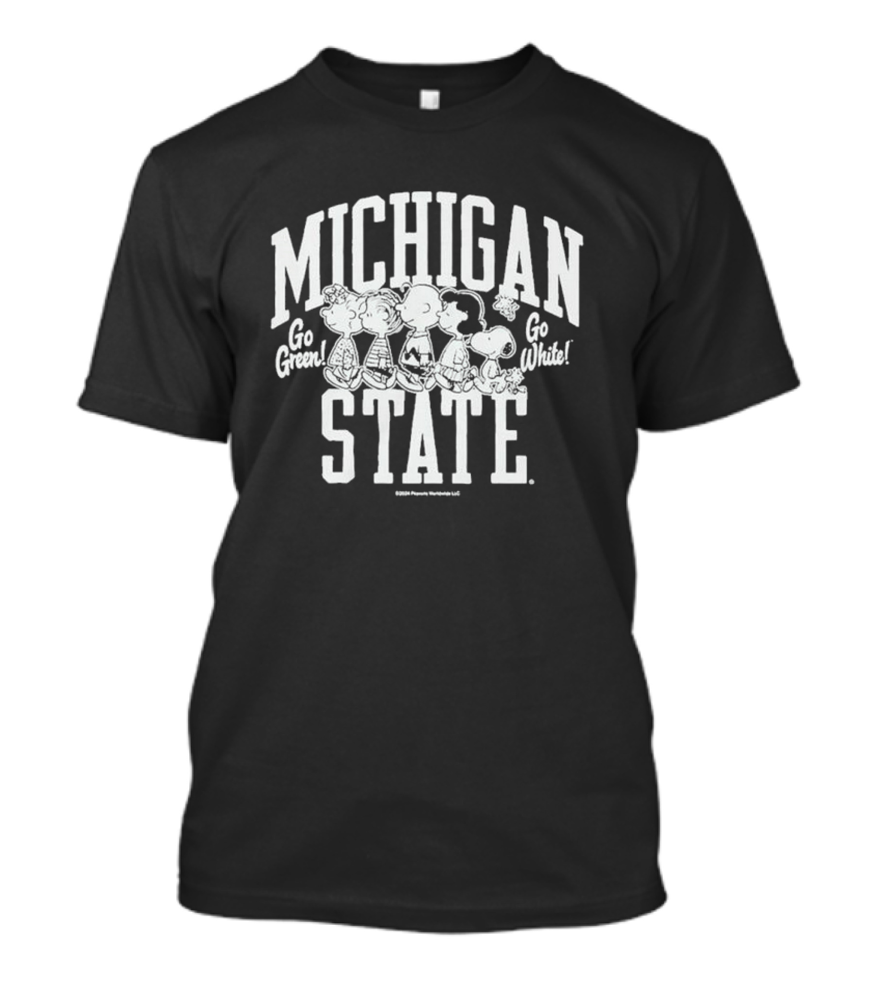 Peanuts Characters Go Green Go White Michigan State The Gang T-Shirt