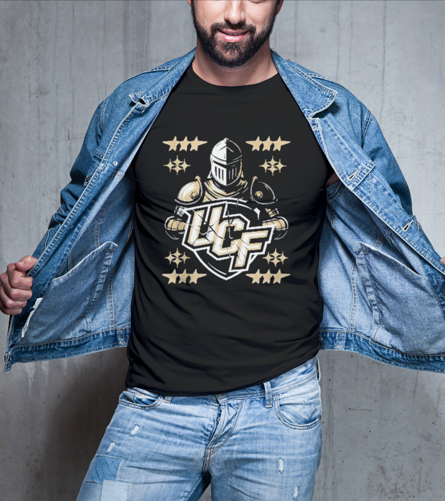 UCF Knight Armor Vintage Lettering Distressed Stars T-Shirt