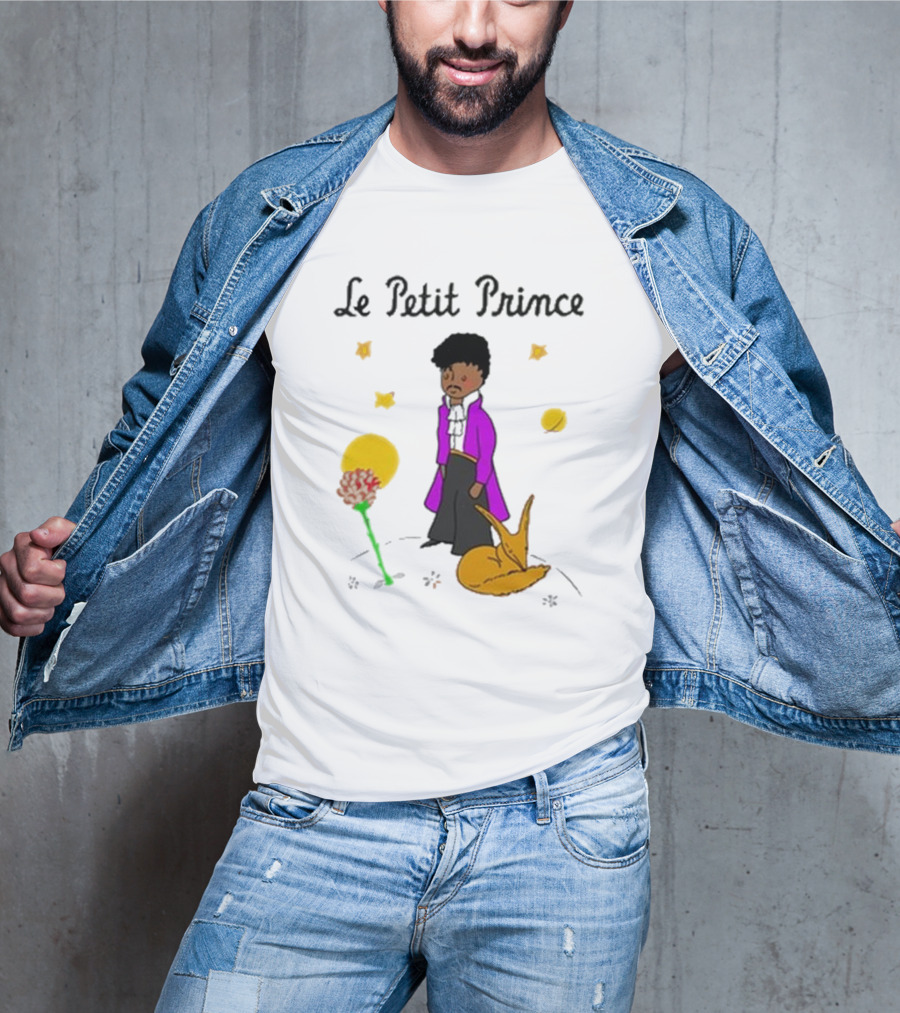 Le Petit Prince Purple Coat Fox And Rose Stars T-Shirt