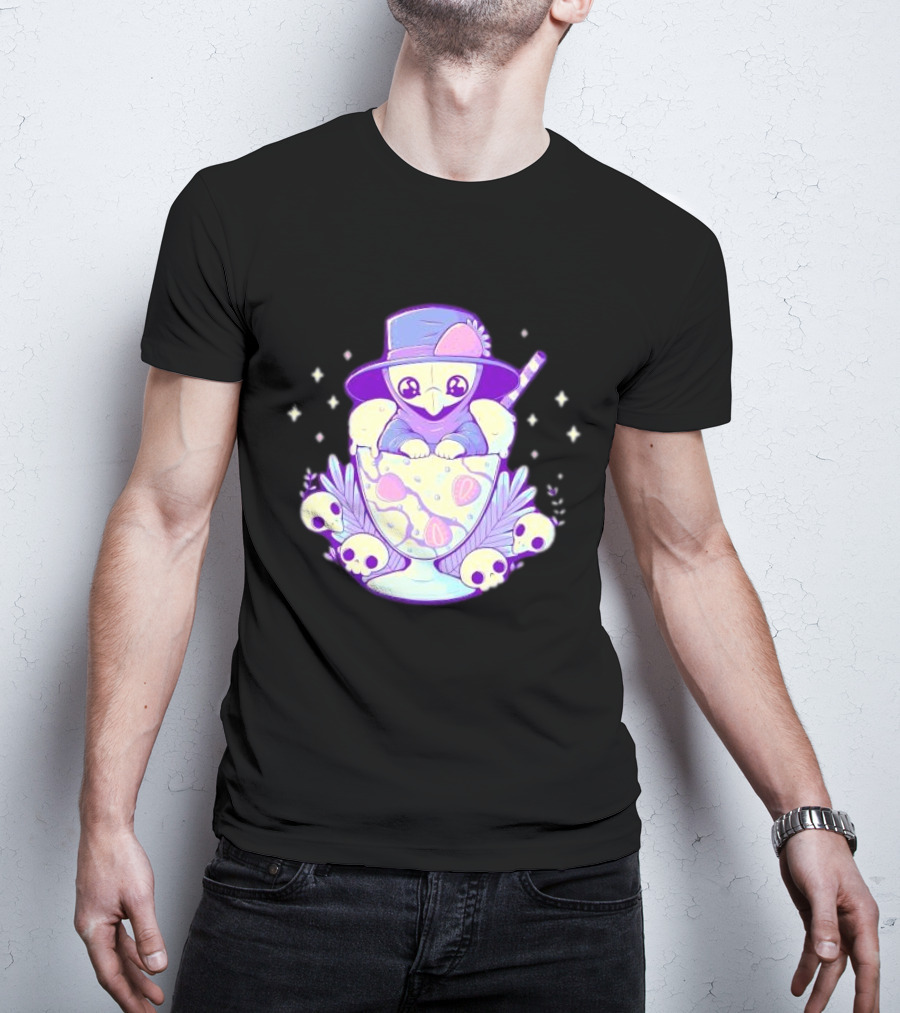 Cute Plague Doctor Ice Cream Delight With Skulls And Stars T-Shirt