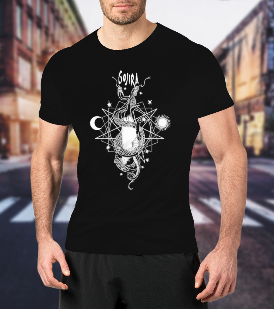 Gojira Celestial Snakes Moon Sun And Stars T-Shirt