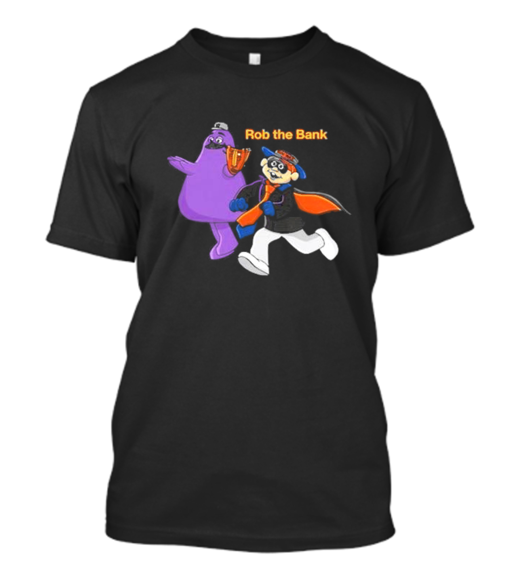 Grimace Monster Accompanies Rob The Bank Heist With Classic Burglar Image T-Shirt
