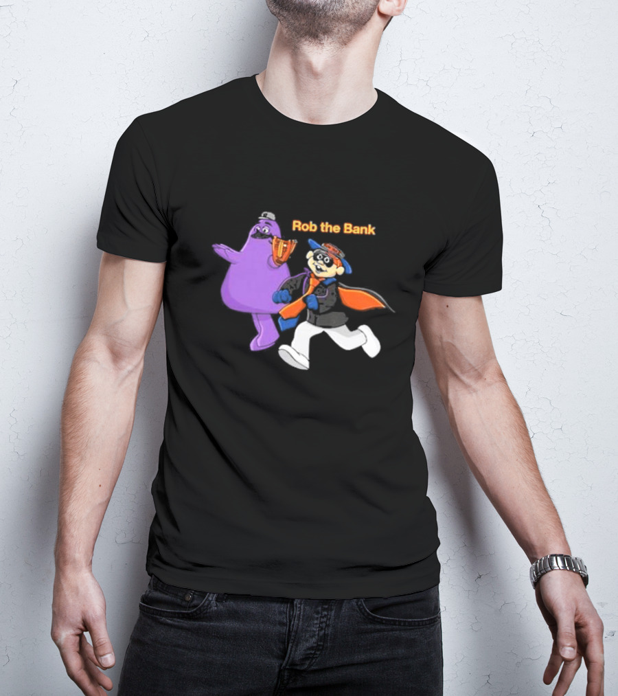 Grimace Monster Accompanies Rob The Bank Heist With Classic Burglar Image T-Shirt