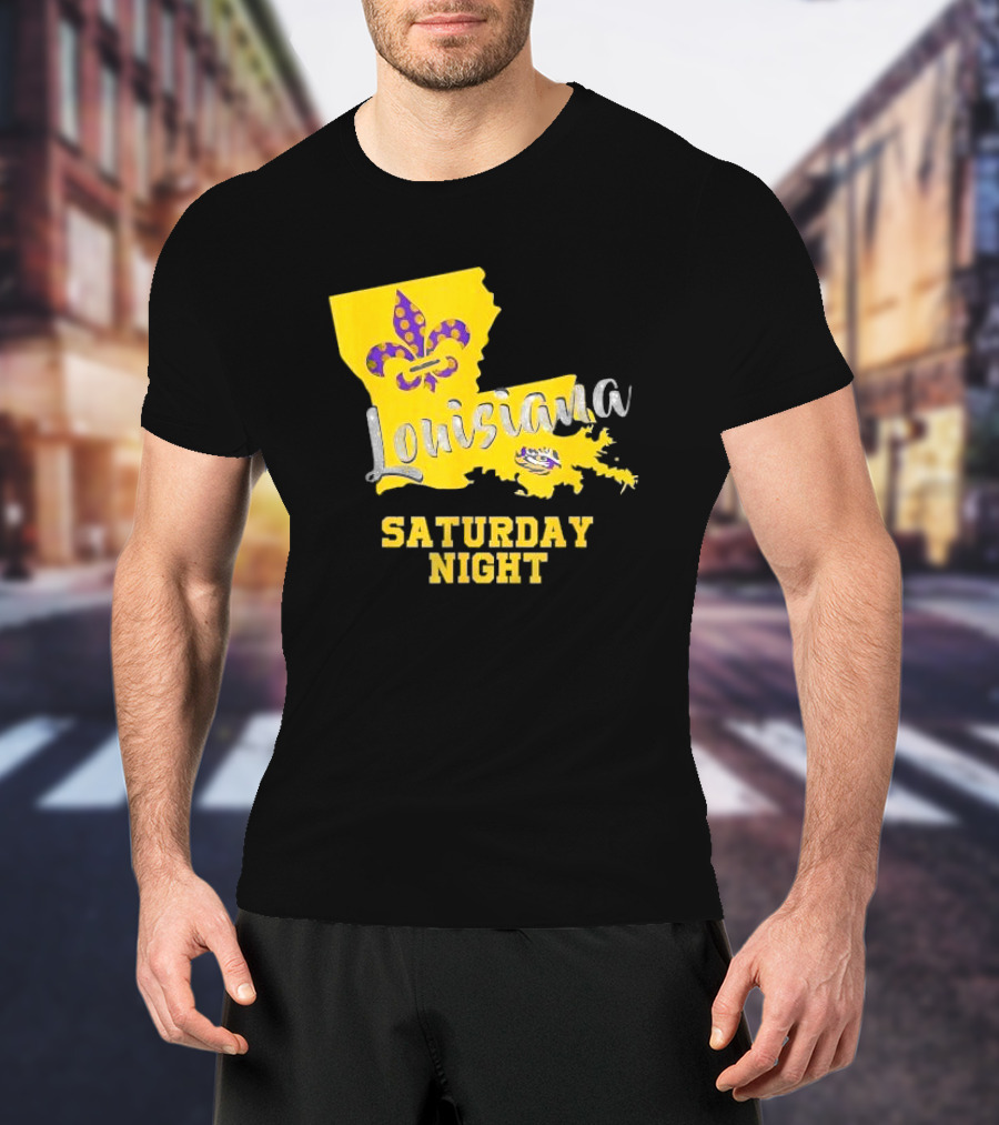 Louisiana Saturday Night LSU Tigers Fleur De Lis T-Shirt