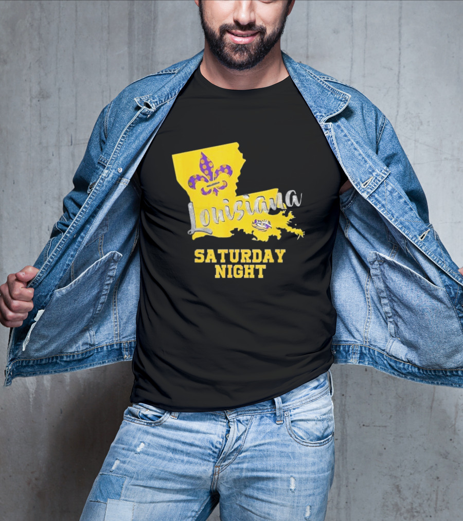 Louisiana Saturday Night LSU Tigers Fleur De Lis T-Shirt