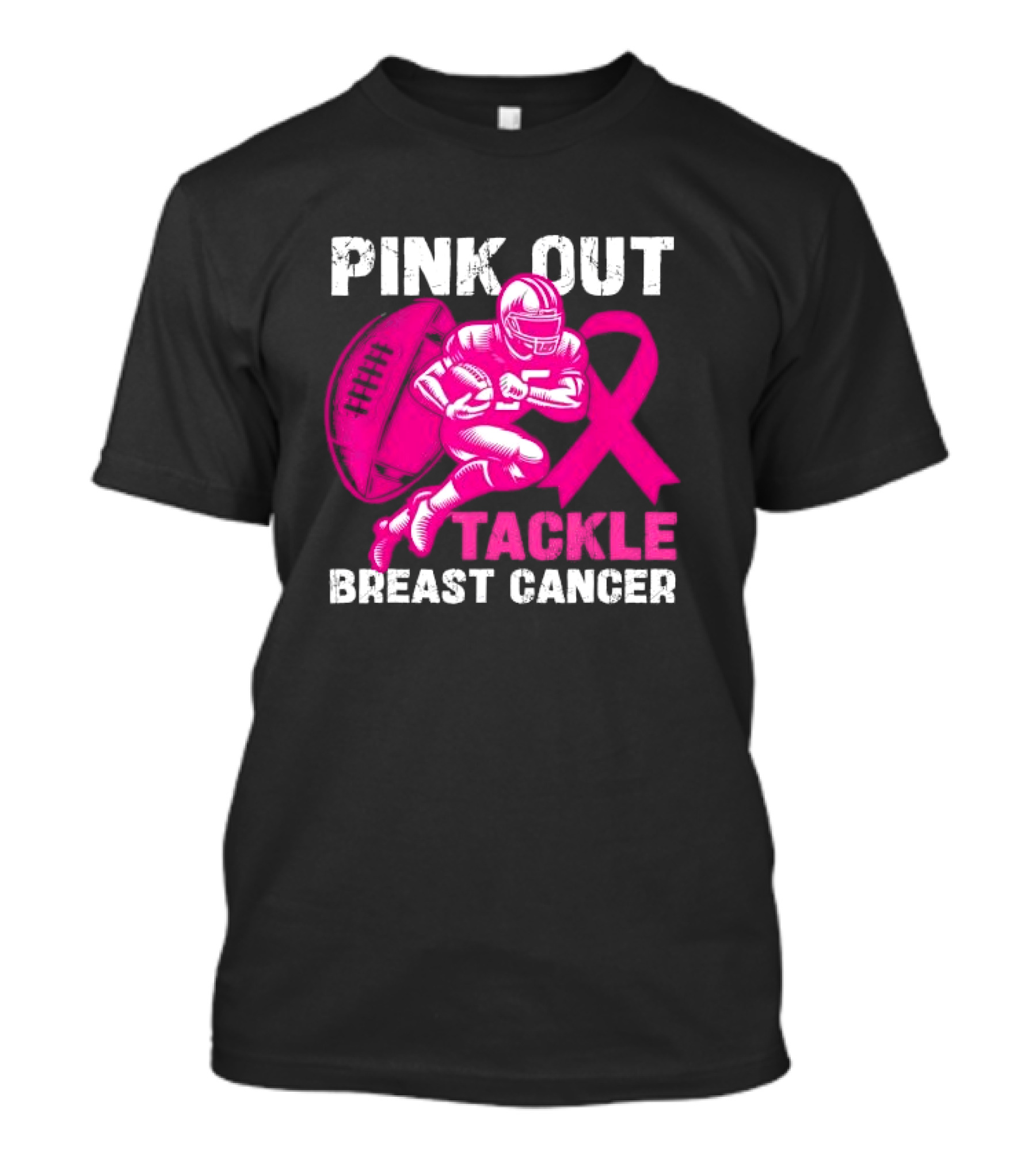 PINK OUT TACKLE BREAST CANCER Football Players Awareness T-Shirt