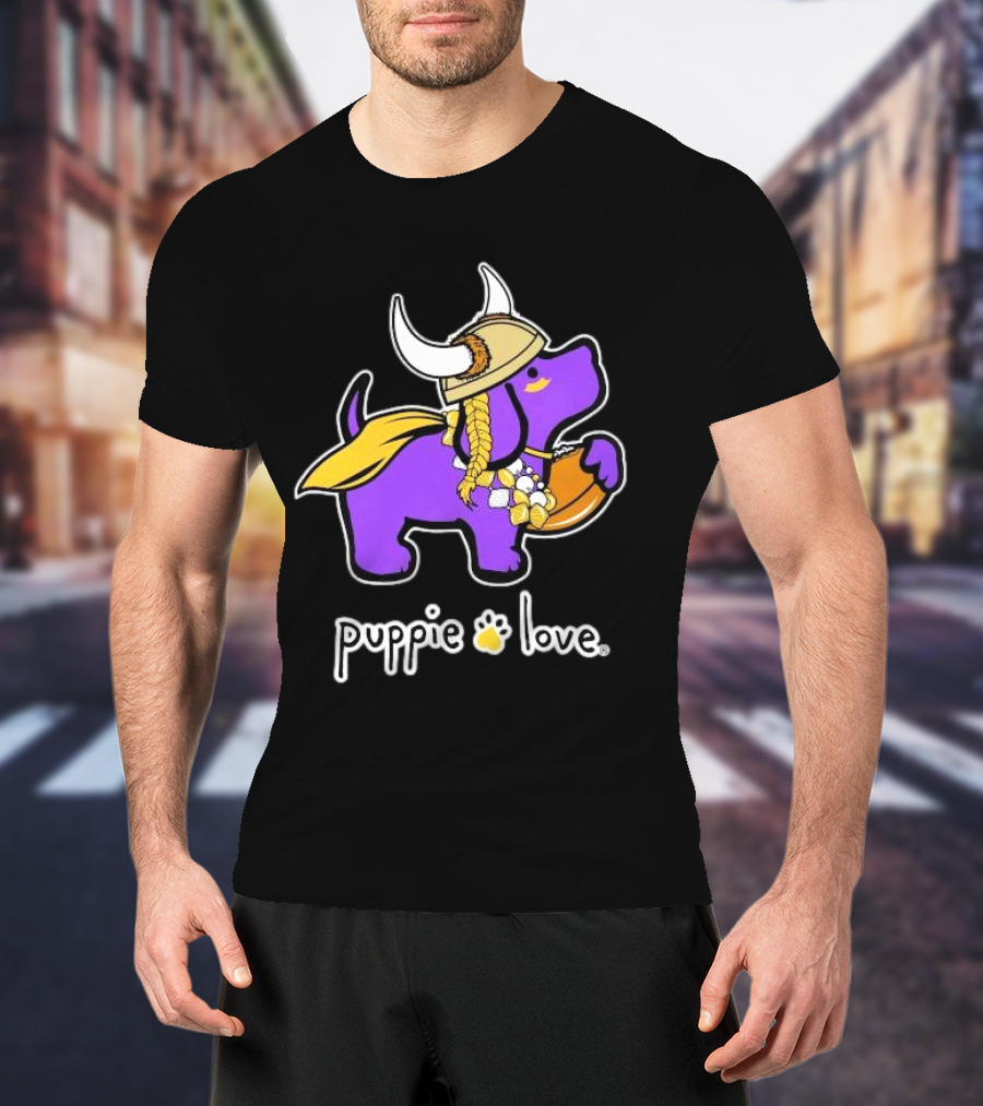 Puppie Love Purple And Gold Viking Pup Minnesota Vikings T-Shirt
