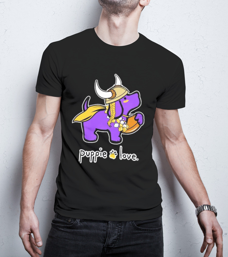 Puppie Love Purple And Gold Viking Pup Minnesota Vikings T-Shirt