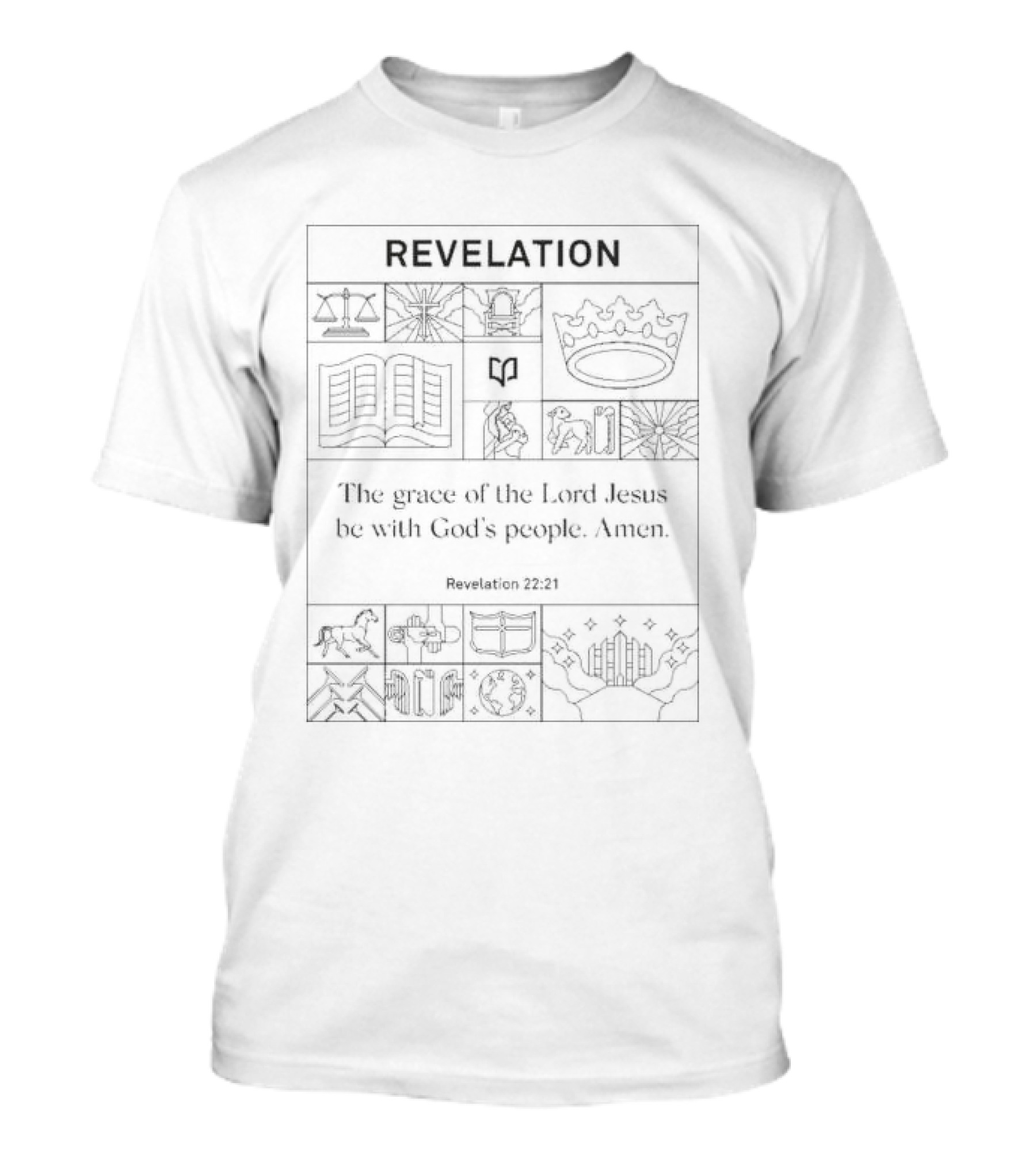 Revelation The Grace Of The Lord Jesus Be With God’s People Amen Revelation 22:21 With Biblical Symbols T-Shirt