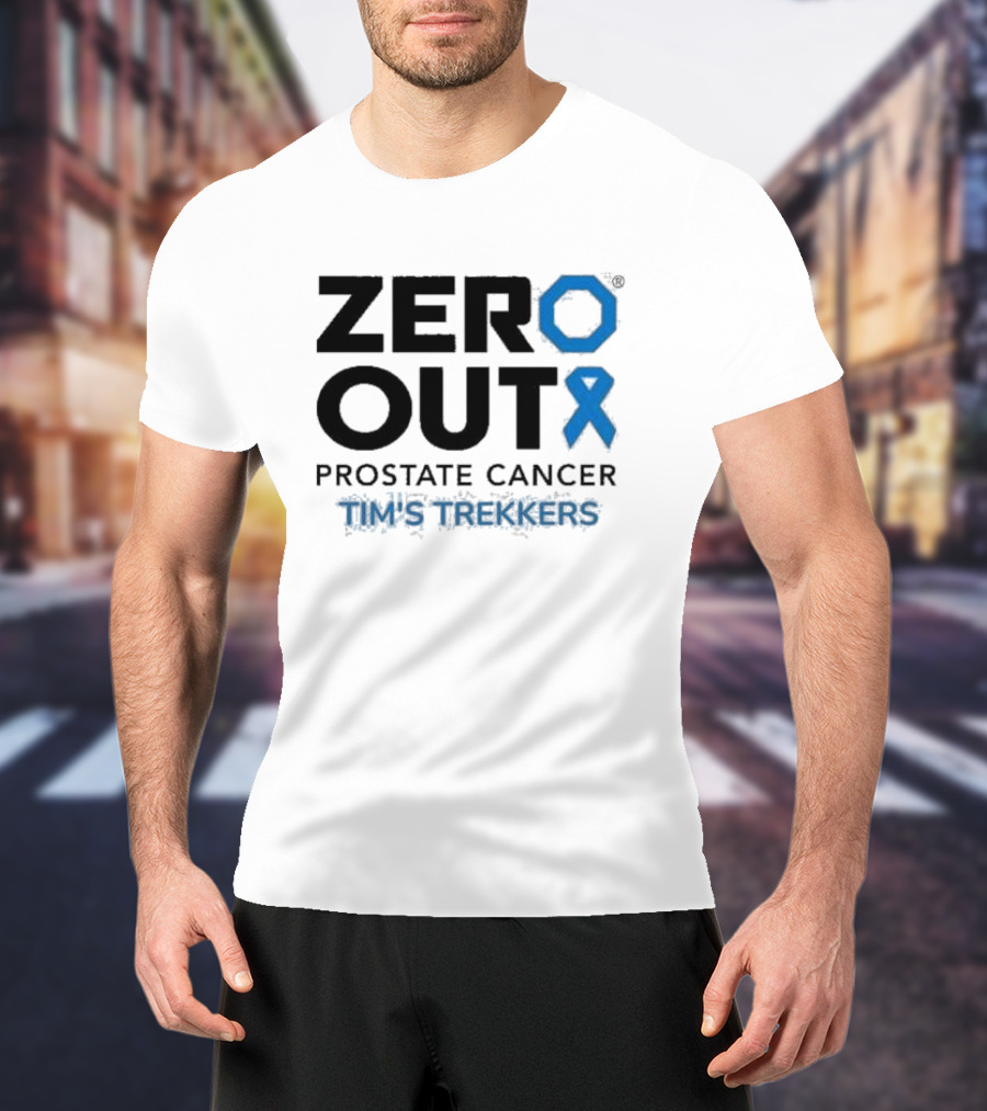 Zero Out Prostate Cancer Tim's Trekkers Awareness Blue T-Shirt