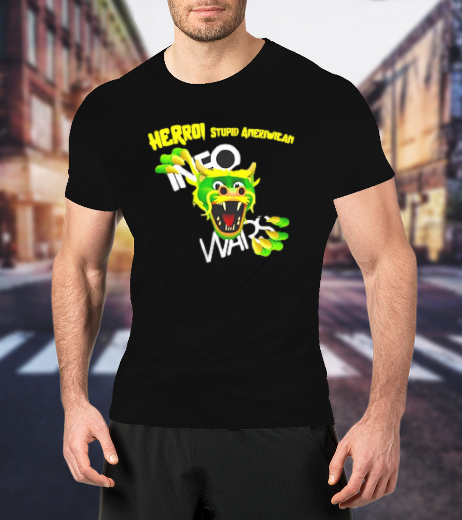 HERROI Stupid American INFO WARS Dragon Face T-Shirt
