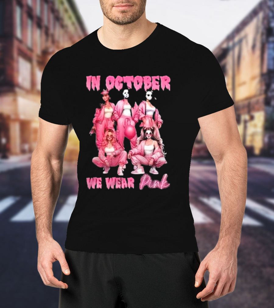 In October We Wear Pink Comadre Crew Horror Movie T-Shirt