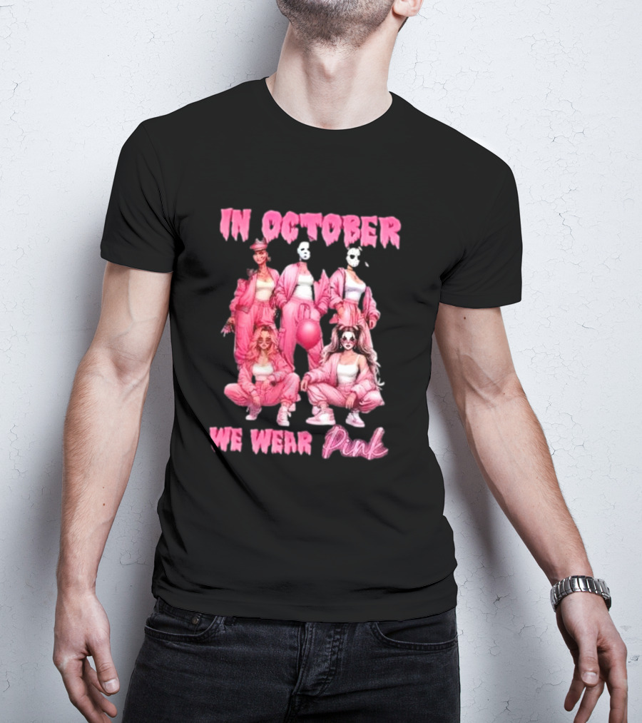 In October We Wear Pink Comadre Crew Horror Movie T-Shirt