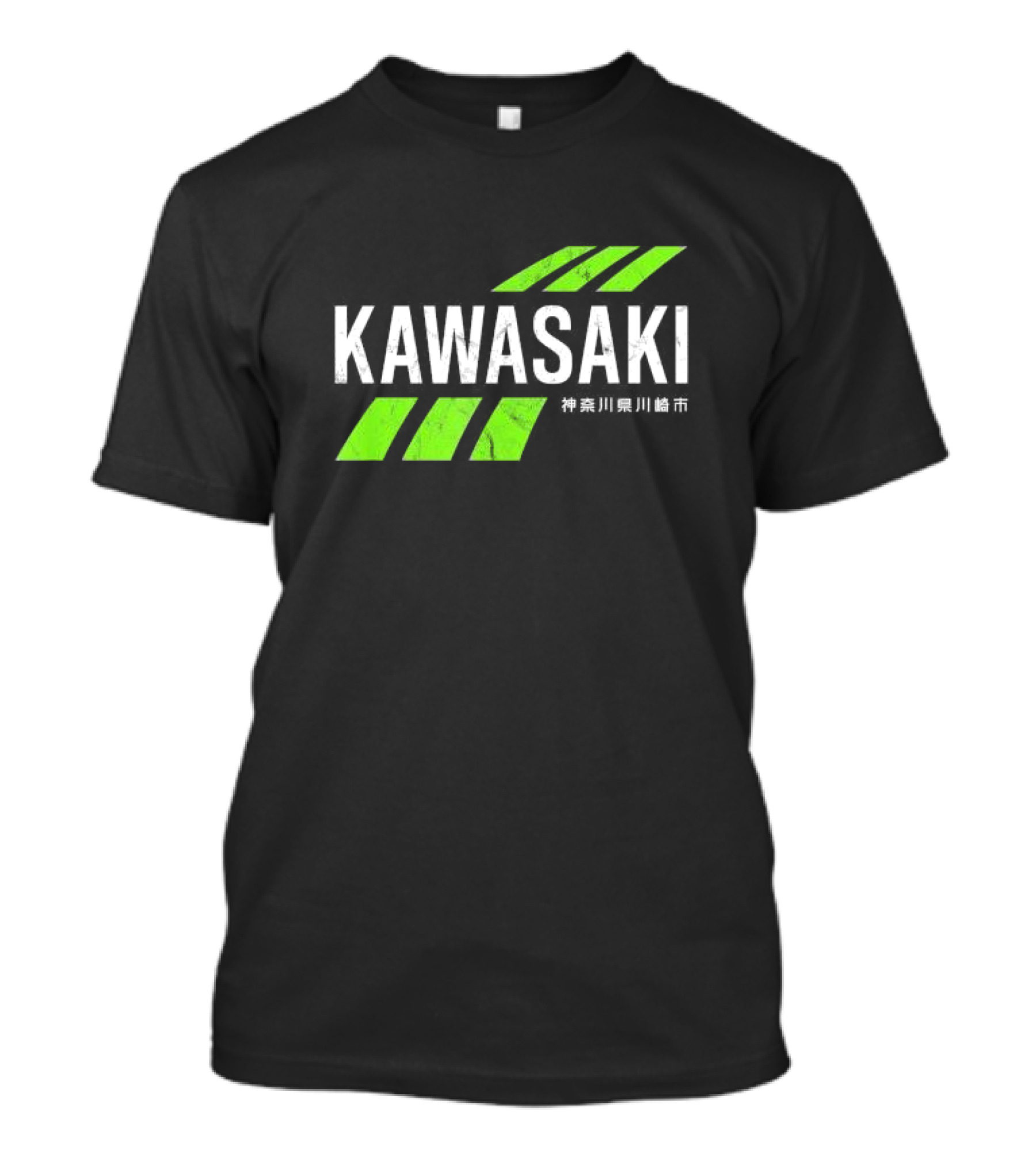 Kawasaki Green City Kanagawa Japanese Text Racing Stripes T-Shirt