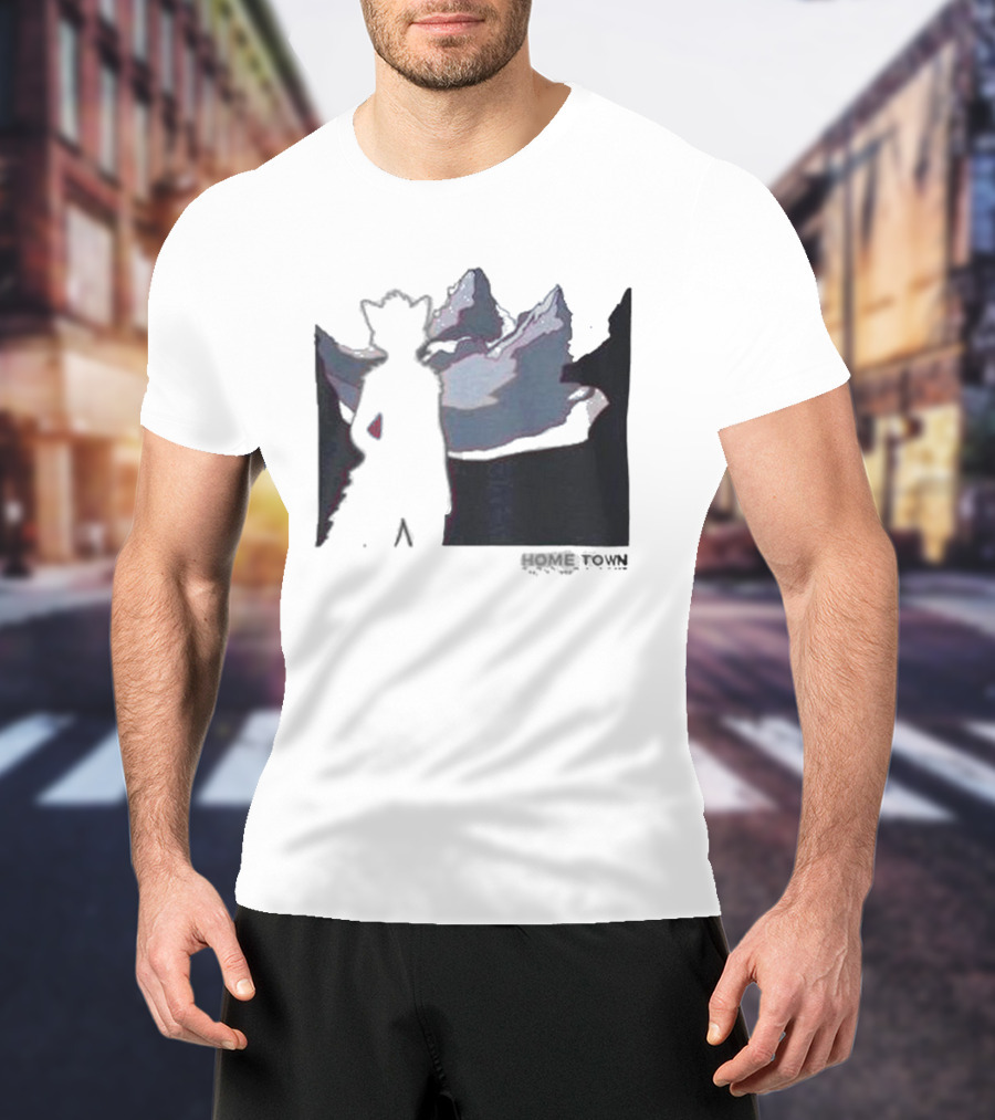 The Fox Nest Store Home Town Silhouette With Mountains Background T-Shirt