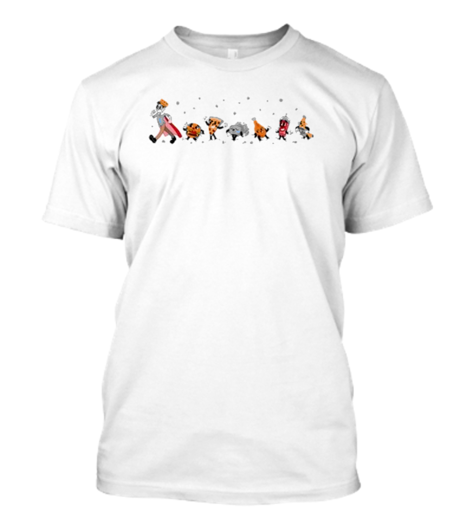 Try Guys Food Parade March With Hot Dog Pizza Cheeseburger Pancake Taco Fry Cupcake T-Shirt