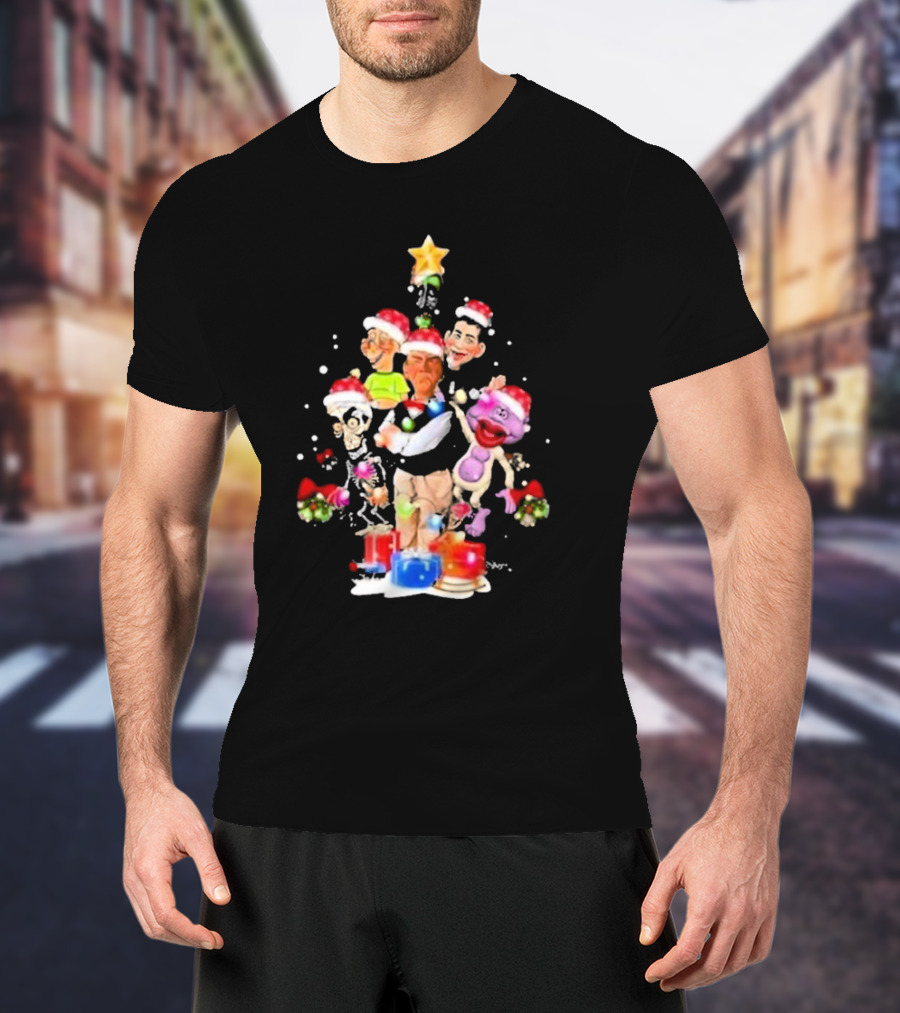 Jeff Dunham Christmas Tree With Characters And Star Holiday T-Shirt