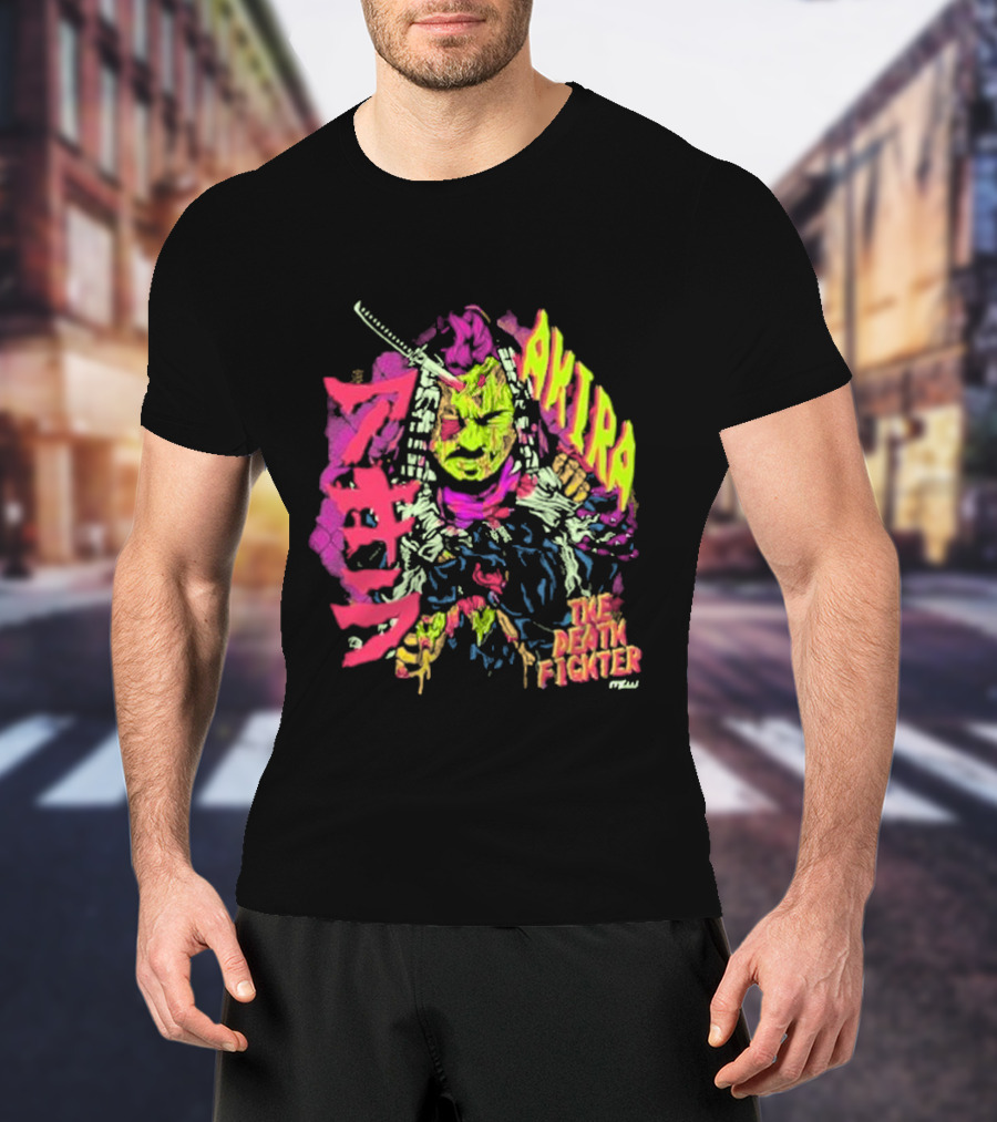 Akira Zombie Samurai Death Fighter In Neon Colors T-Shirt