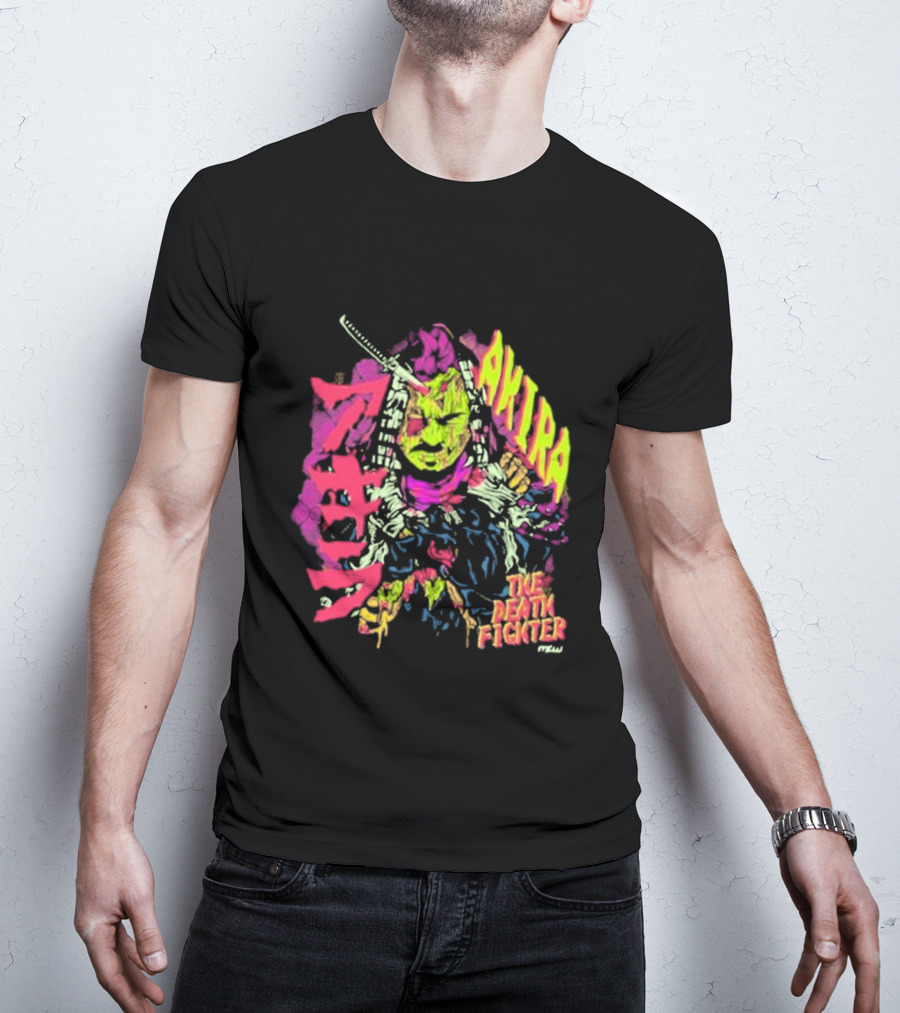 Akira Zombie Samurai Death Fighter In Neon Colors T-Shirt