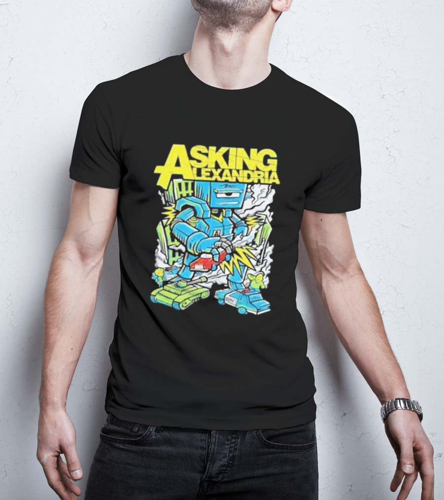 Asking Alexandria Killer Robot Blue And Green Electric Mech T-Shirt