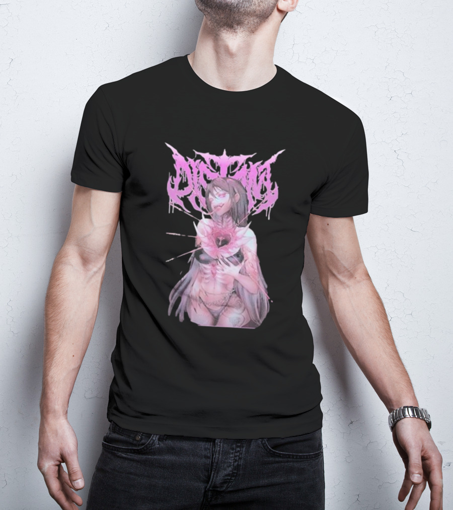 Distant Pink Anime Character With Heart Tattoo T-Shirt