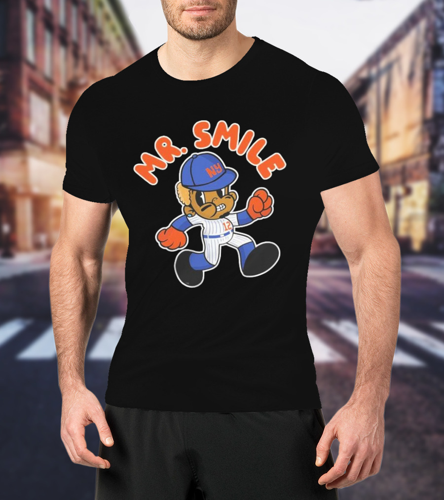 Francisco Lindor Mr. Smile NY Baseball Cartoon Character T-Shirt