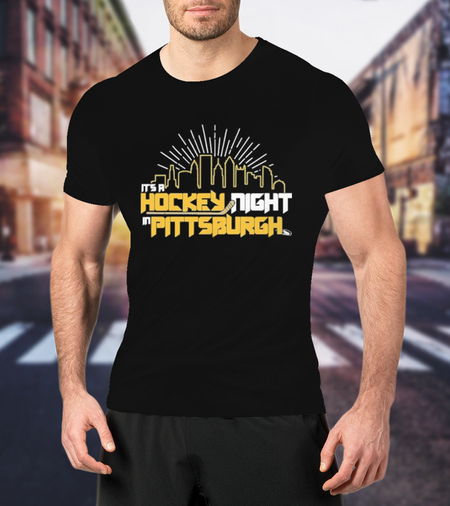 It's A Hockey Night In Pittsburgh Yinz Skyline T-Shirt
