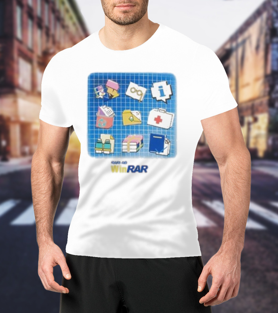 WinRAR Software Update Icon Grid With Colorful Symbols T-Shirt