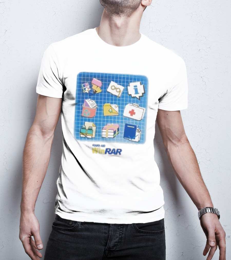 WinRAR Software Update Icon Grid With Colorful Symbols T-Shirt