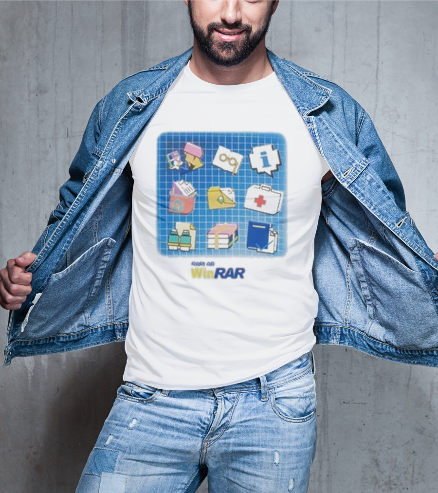WinRAR Software Update Icon Grid With Colorful Symbols T-Shirt