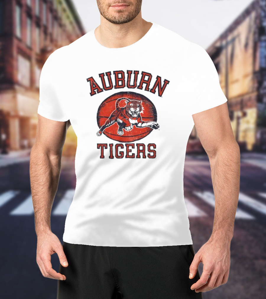 Auburn Tigers Vintage Basketball Tiger Ball T-Shirt