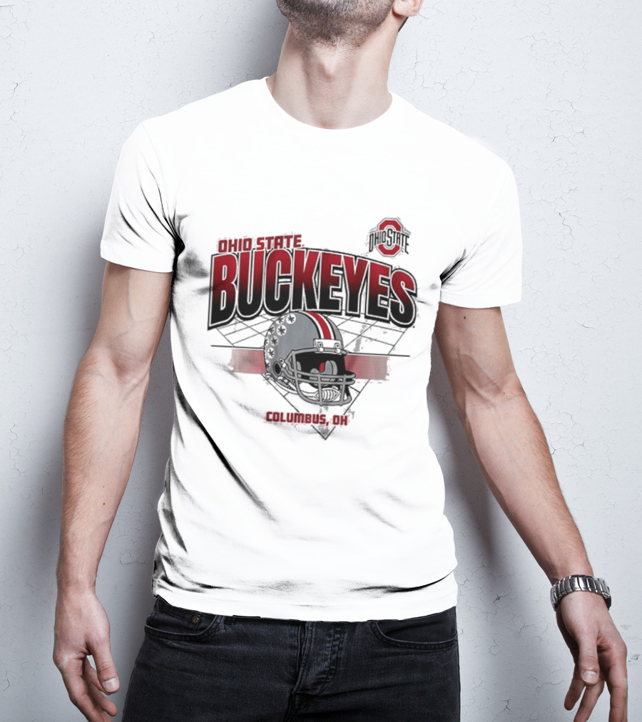 Ohio State Buckeyes Football Helmet Columbus OH Grid T-Shirt
