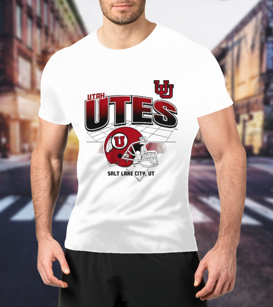 Utah Utes Football Helmet Salt Lake City UT Grid T-Shirt