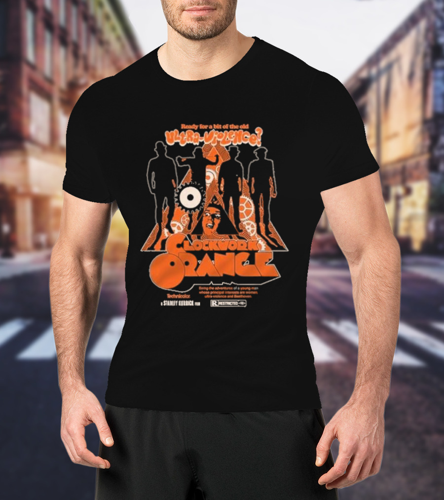 Ready For A Bit Of The Old Ultra-Violence Clockwork Orange Silhouettes Stanley Kubrick Retro Pullover T-Shirt