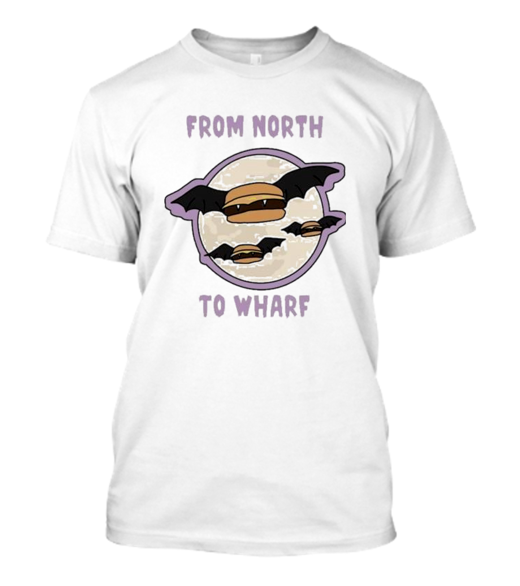 From North To Wharf Flying Burger Bats T-Shirt