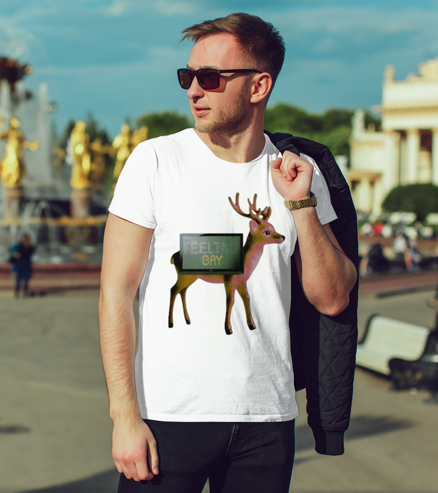 Jean Pierre Feeling Gay Deer With TV Screen T-Shirt