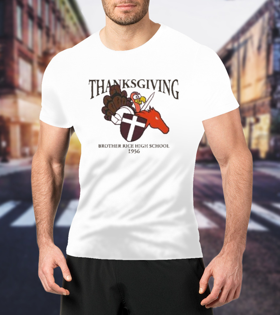 Thanksgiving Brother Rice High School 1956 Turkey Horse Emblem T-Shirt