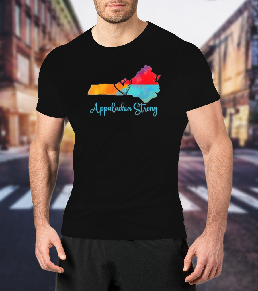Appalachia Strong Heart Shape North Carolina Virginia Map T-Shirt