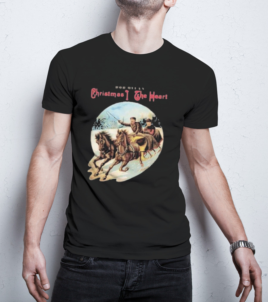 Bob Dylan Christmas In The Heart Horse Sleigh Ride Snow Scene T-Shirt